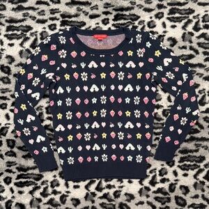 Saks Fifth Avenue Navy Patterned Sweater